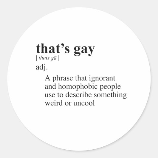 DAT IS HOMOSEKSUEEL RONDE STICKER (Voorkant)