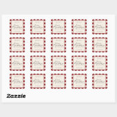 Dat is Liefde Rood Geruite Bruiloft  Vierkante Sticker (Vel)