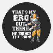 Dat is mijn broer daar, Yellow Football Brother Si Ronde Sticker (Voorkant)