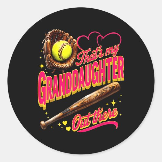 Dat is mijn kleindochter daar Softball Grandma Ronde Sticker (Voorkant)