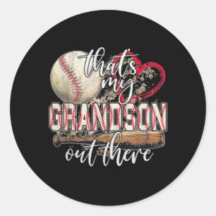 Dat is mijn kleinzoon daar waar Baseball Grandma Ronde Sticker
