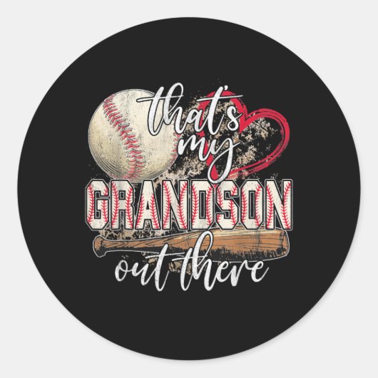 Dat is mijn kleinzoon daar waar Baseball Grandma Ronde Sticker (Voorkant)