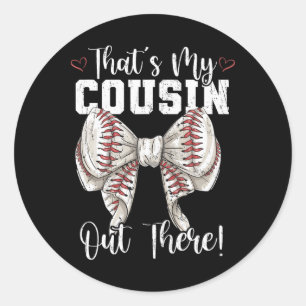 Dat is mijn neef daar baseball coquette Bow M Ronde Sticker