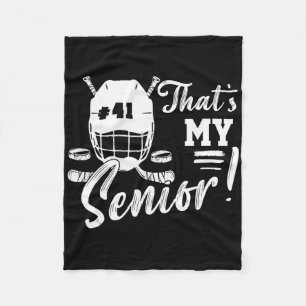 Dat is mijn senior ijshockeyshirt avond nummer 41 fleece deken
