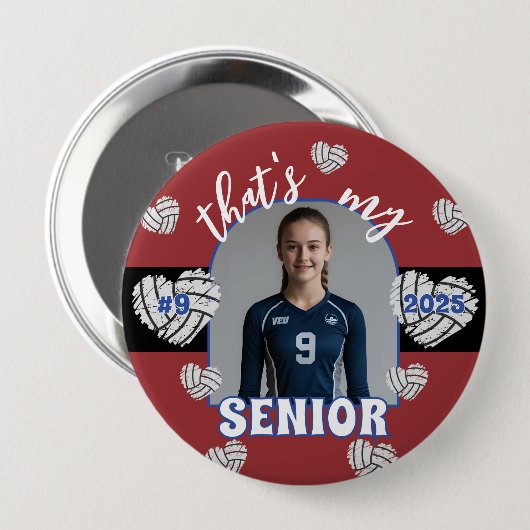 Dat is mijn Senior Volleybal Speler knop Ronde Button 4,0 Cm (Voorkant /achterkant)