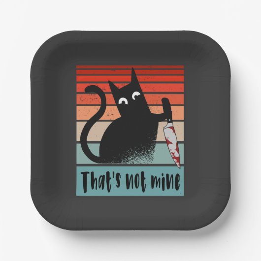 Dat is niet van mij, Innocent Cat met mes Briefkaa Papieren Bordje (Voorkant)