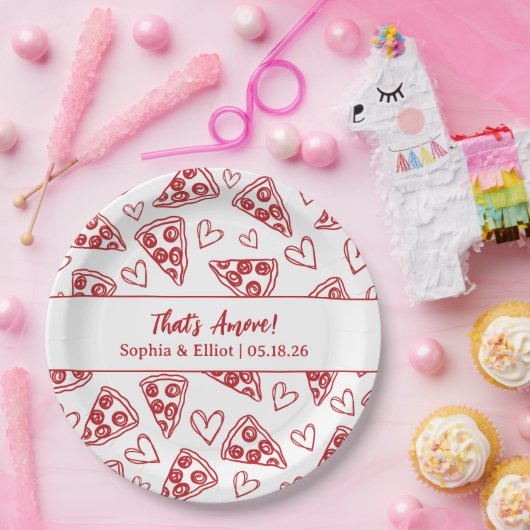 Dat is nog een hand getrokken pizza partij chique  papieren bordje (Feest)