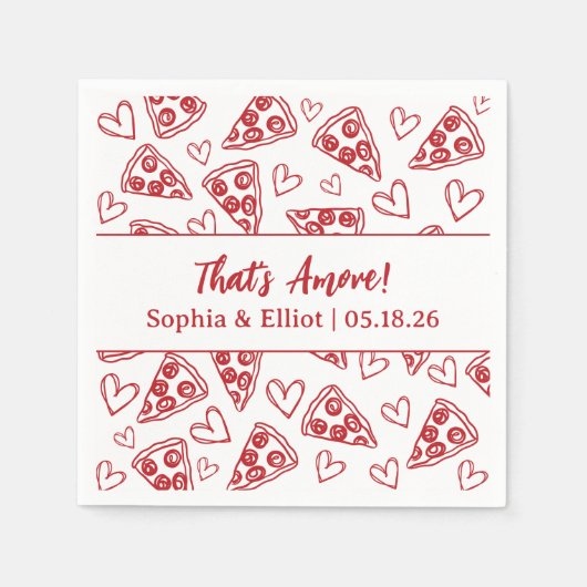 Dat is nog een hand getrokken pizza partij chique servet (Voorkant)