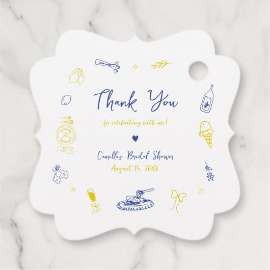 Dat is nog een handgetekend Italiaans Vrijgezellen Bedankjes Labels (Achterkant)