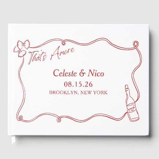 Dat is nog een handgetekende Italië Custom Red Wed Gastenboek (Voorkant)