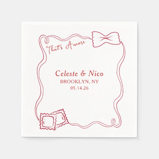 Dat is nog een handgetekende pastarode Italiaanse  Servet (Voorkant)