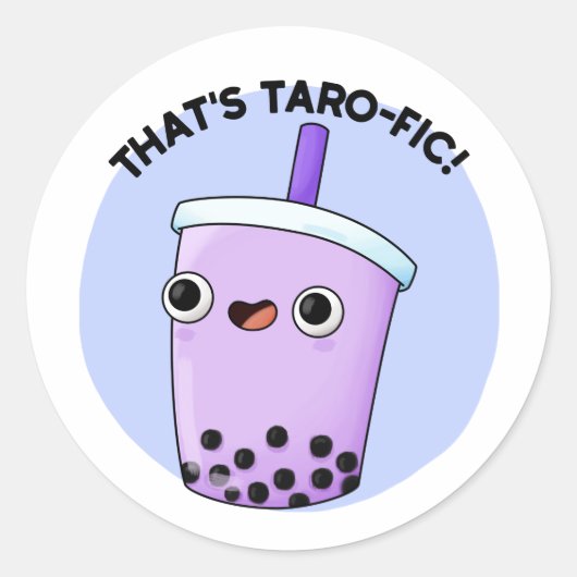 Dat is Taroffic Funny Boba Tea Pun Ronde Sticker (Voorkant)