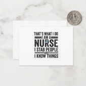 Dat is wat ik doe als verpleegster... ik ben een v notitiekaartje (Voorkant / Achterkant in situ)