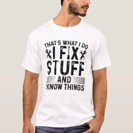 Dat is wat ik doe, ik repareer spullen en ik weet  t-shirt