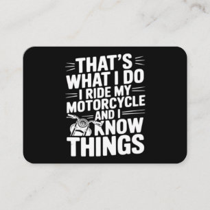 Dat is wat ik doe, ik rijd op mijn motorfiets en i visitekaartje