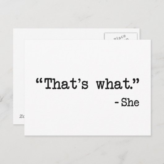 Dat is wat ze citaat zei briefkaart (Voorkant / Achterkant)