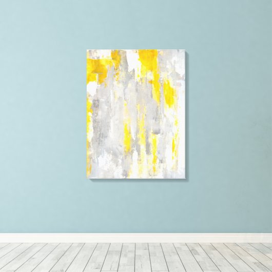 'Dat is willekeurige' grijze en gele Abstracte kun Canvas Afdruk (Insitu (Houten vloer))