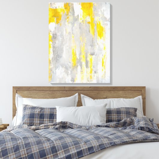 'Dat is willekeurige' grijze en gele Abstracte kun Canvas Afdruk (Insitu (Slaapkamer))