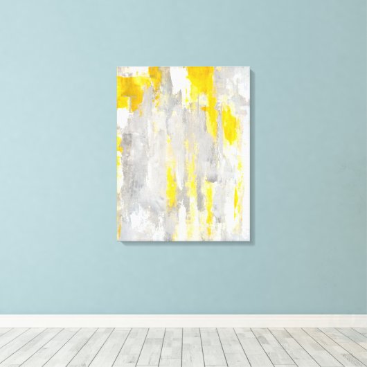 'Dat is willekeurige' grijze en gele Abstracte kun Canvas Afdruk (Insitu (Houten vloer))