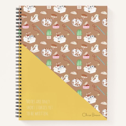 Dat kat Life Cat Doodle Patroon met naam Notitieboek (Voorkant)