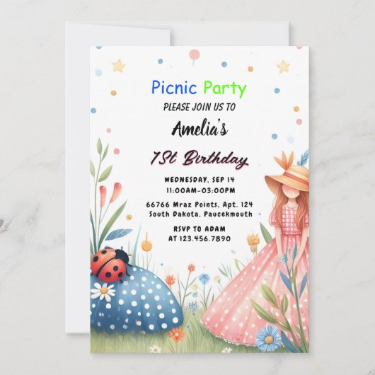 Dat meisjes houden van Bug Picknick Polka Dot 1e V Kaart (Voorkant)