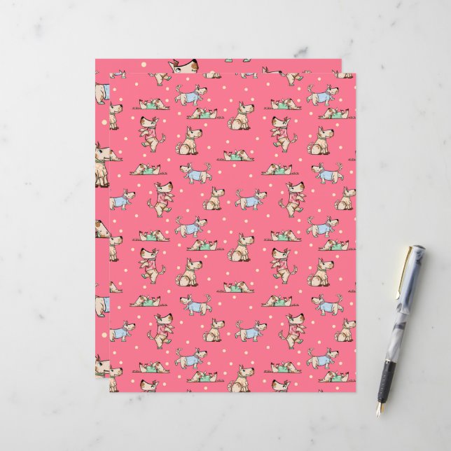 Dat rode hond van DogLife-patroonscrapboogpapier (Voorkant / Achterkant in situ)