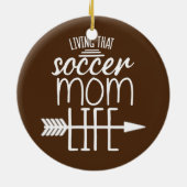 Dat voetbalmam citeert mam-citaat voor vrouwelijke keramisch ornament (Achterkant)