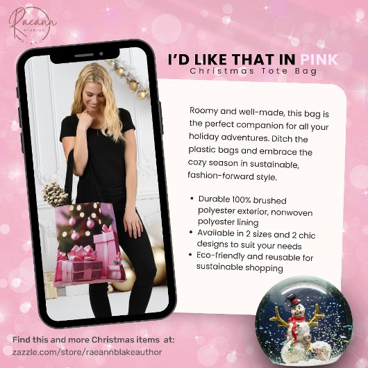 Dat zou ik leuk vinden in Pink Christmas Canvas ta Tote Bag