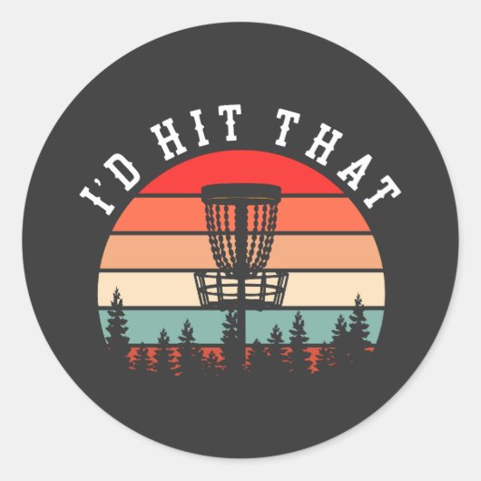 Dat zou ik raken | Grappig Retro Disc Golf Ronde Sticker (Voorkant)