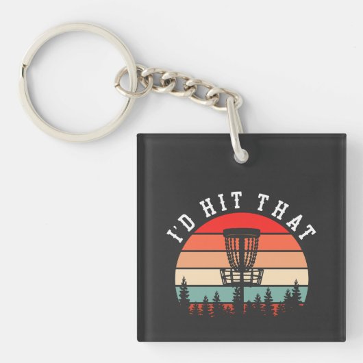 Dat zou ik raken | Grappig Retro Disc Golf Sleutelhanger (voorkant)
