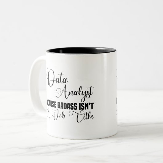 Data Analyst omdat Badass geen functie is Tweekleurige Koffiemok (Voorkant links)
