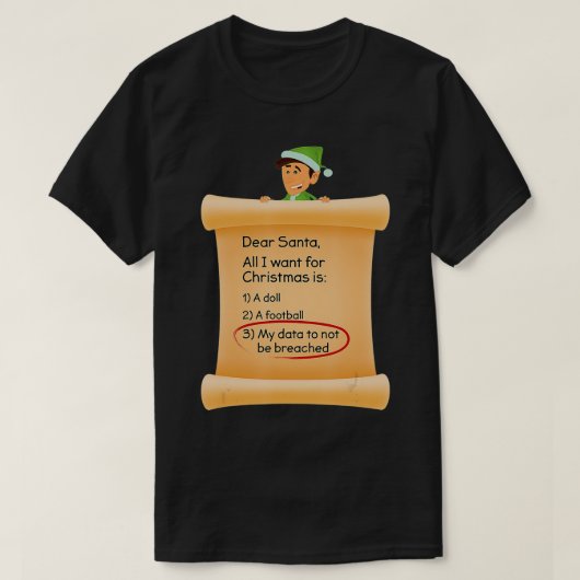 Data Breach Grappige Privacy Verlanglijstje T-shirt (Design voorkant)