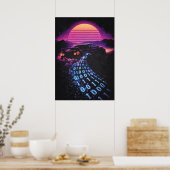 Data-Drift - Retro Auto Synthwave Autoliefhebber Poster (Keuken)