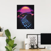 Data-Drift - Retro Auto Synthwave Autoliefhebber Poster (Thuiskantoor)