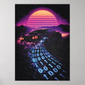 Data-Drift - Retro Car Synthwave Sports Car Lover Poster (Voorkant)