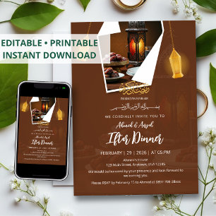 Data en Lantaarn Elegant Iftar Uitnodiging