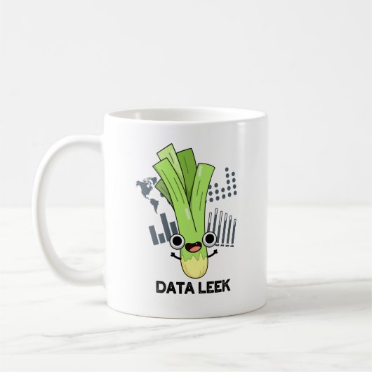Data Leek Funny Computer Veggie Pun Koffiemok (Links)
