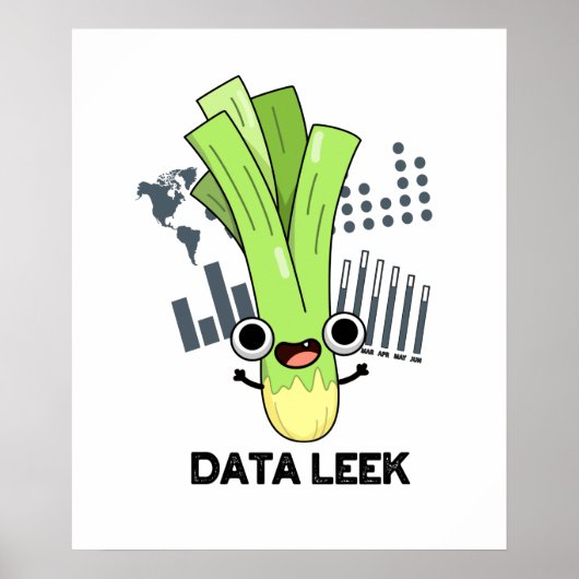 Data Leek Funny Computer Veggie Pun Poster (Voorkant)