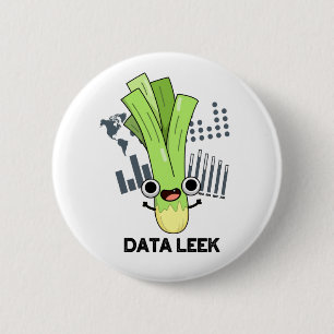 Data Leek Funny Computer Veggie Pun Ronde Button 5,7 Cm