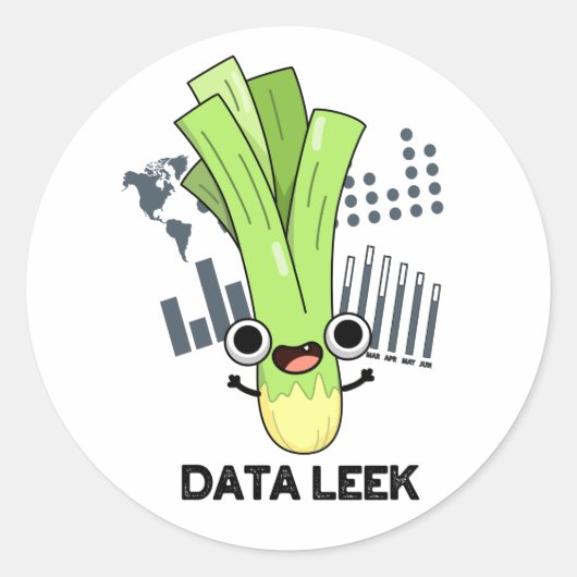 Data Leek Funny Computer Veggie Pun Ronde Sticker (Voorkant)