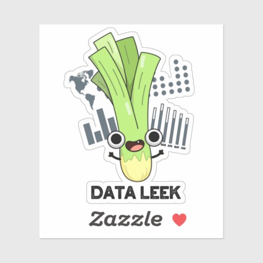 Data Leek Funny Computer Veggie Pun Sticker (Vel)