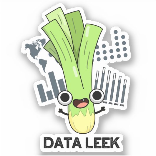Data Leek Funny Computer Veggie Pun Sticker (Voorkant)