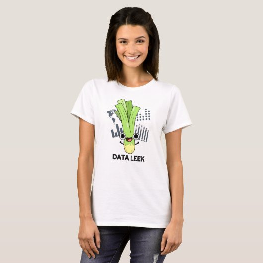 Data Leek Funny Computer Veggie Pun T-shirt (Voorkant volledig)