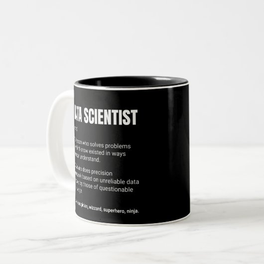 Data Scientist Grappige werkdefinitie Tweekleurige Koffiemok (Voorkant links)