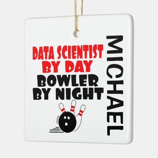 Data Scientist Loves Bowling CUSTOM Keramisch Ornament (Links)