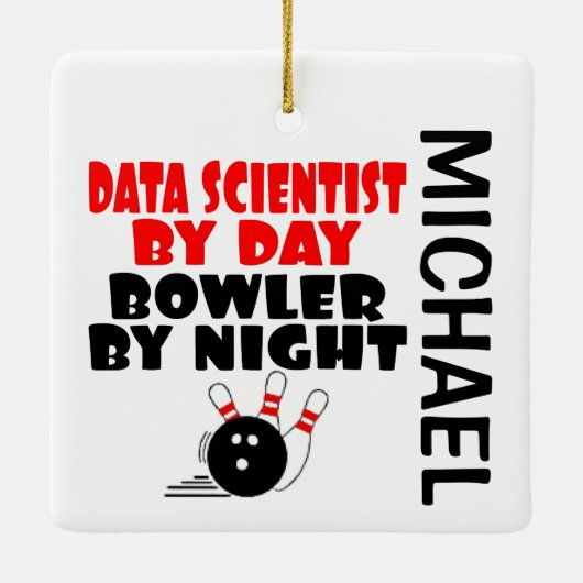 Data Scientist Loves Bowling CUSTOM Keramisch Ornament (Achterkant)