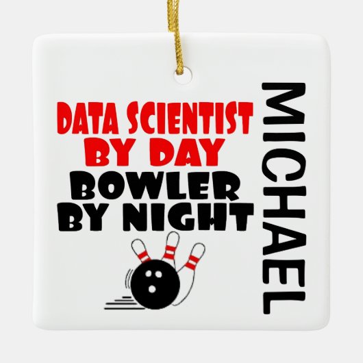 Data Scientist Loves Bowling CUSTOM Keramisch Ornament (Voorkant)