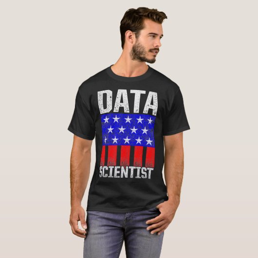 Data Scientist USA Flags Data Science Mining Analy T-shirt (Voorkant volledig)