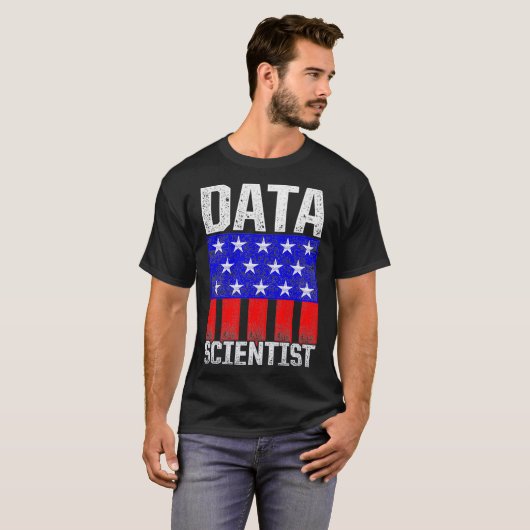 Data Scientist USA Flags Data Science Mining Analy T-shirt (Voorkant volledig)