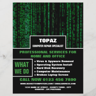 Data Screen Computerreparatie Specialist Reclame Flyer